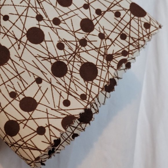 MCM Button Up Blouse Top Cream Brown Geometric Atomic Pattern Size 36 Small - Picture 8 of 11